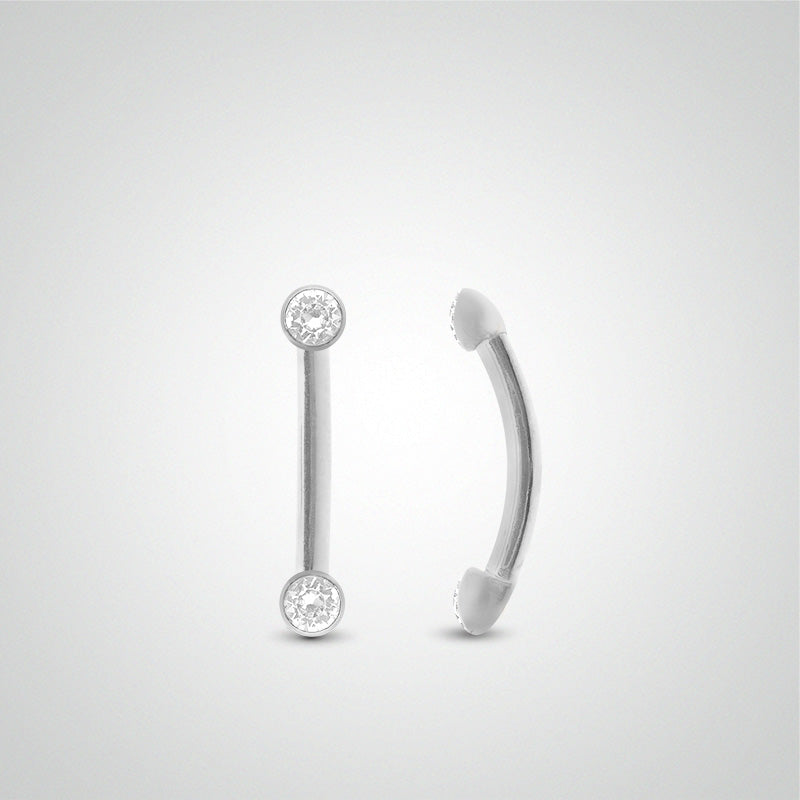 Piercing arcade or blanc deux zircons sertis