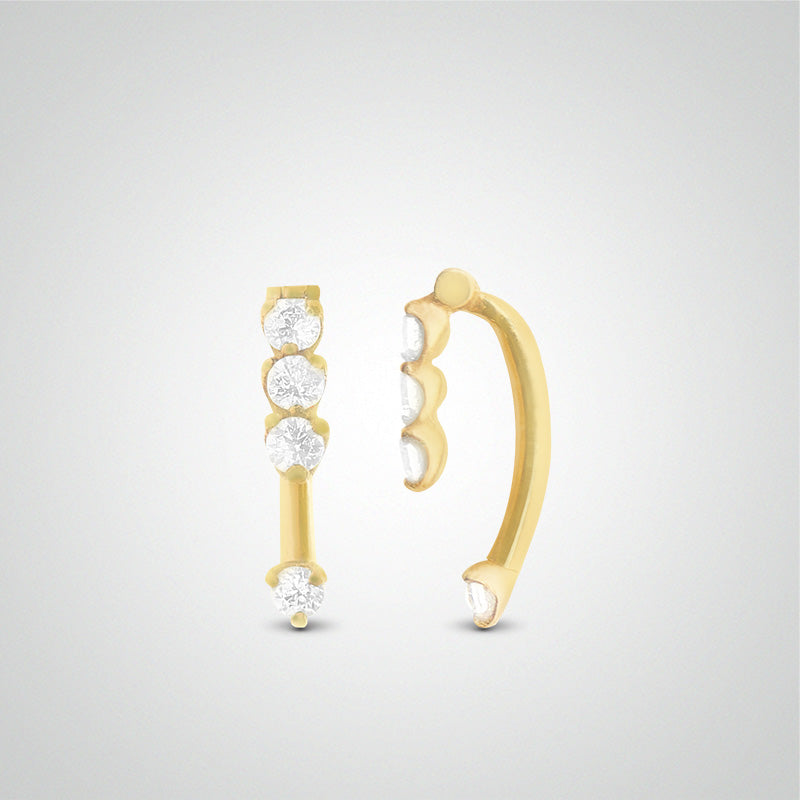 Piercing d'arcade or jaune quatre zircons