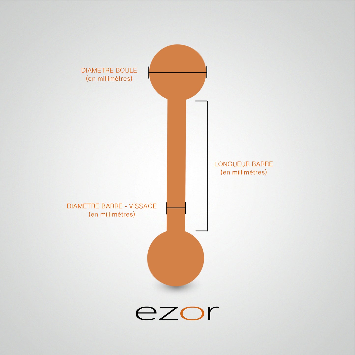 Piercing sexe barre or blanc et boule cristal de Swarovski