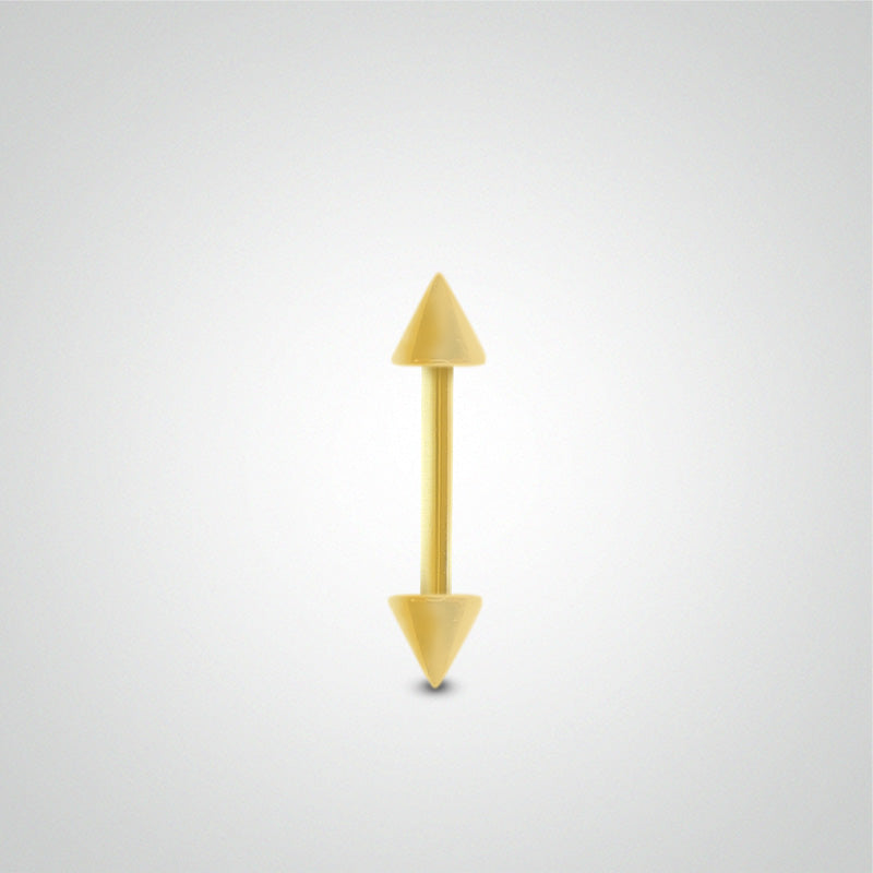Piercing barre droite en or jaune avec pics (1,2mm)