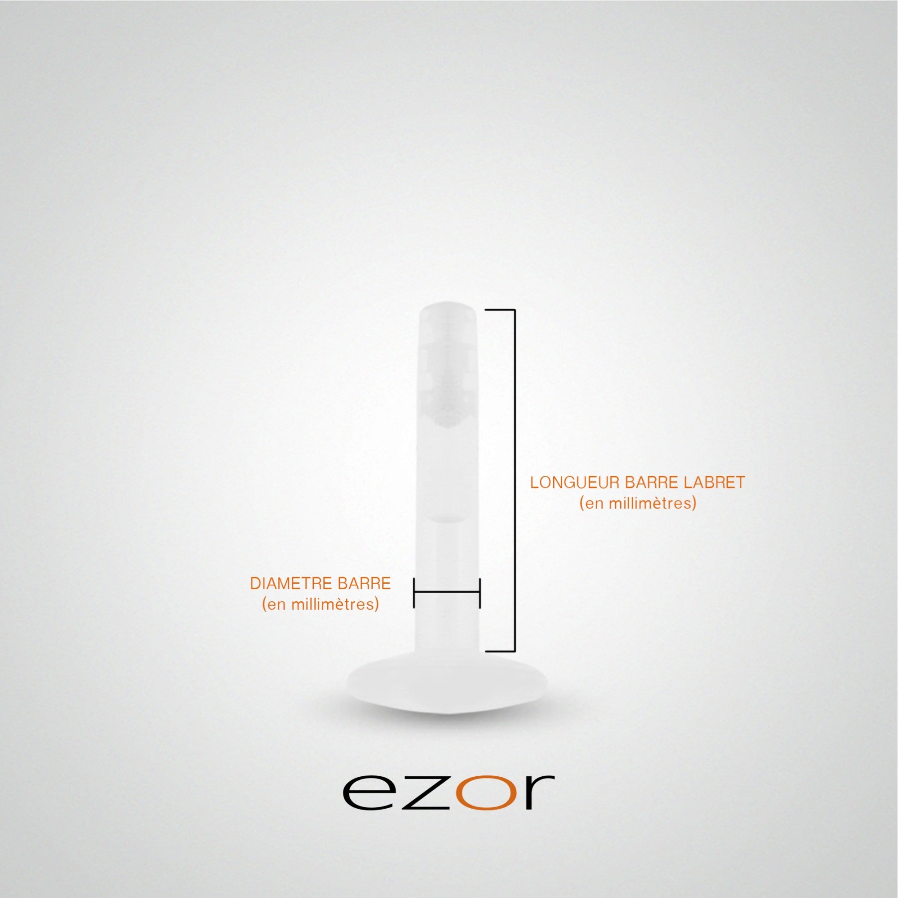 Piercing fleur pour labret en or jaune 18 carats taille