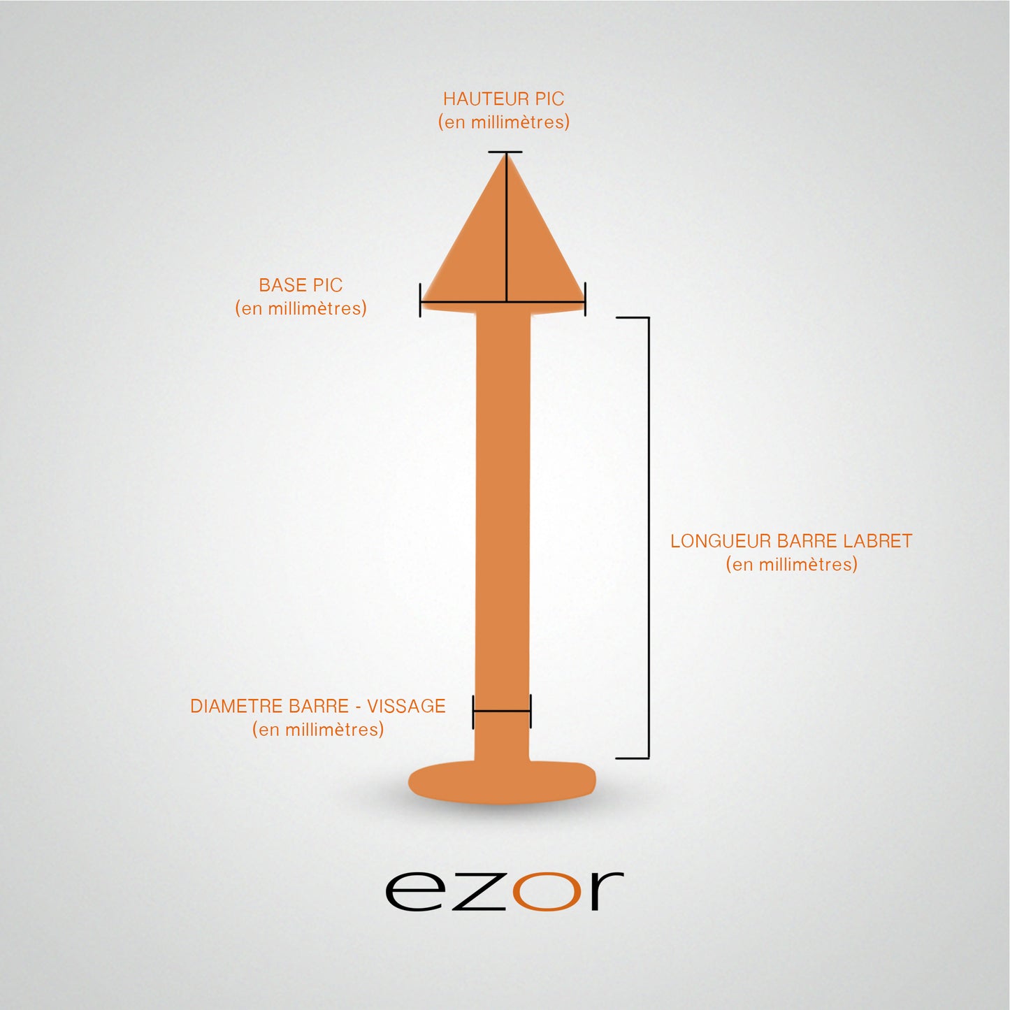 Piercing labret or blanc avec pic