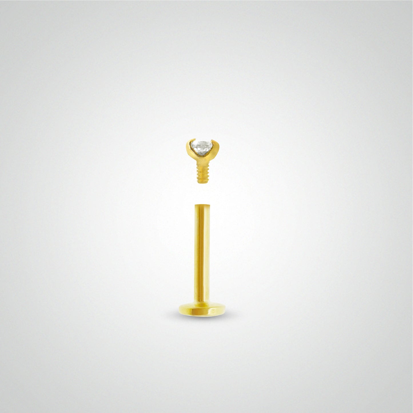 Piercing labret or jaune avec diamant 0,03 carats (vissable)