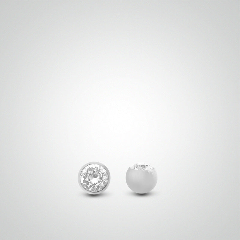 Boule de piercing or blanc avec oxyde zirconium (1,2mm)