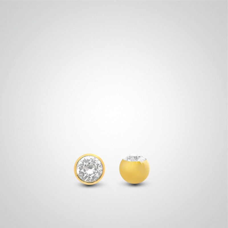 Boule de piercing or jaune avec oxyde zirconium (1,2mm)