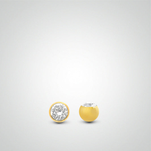Boule de piercing or jaune avec oxyde zirconium (1,2mm)