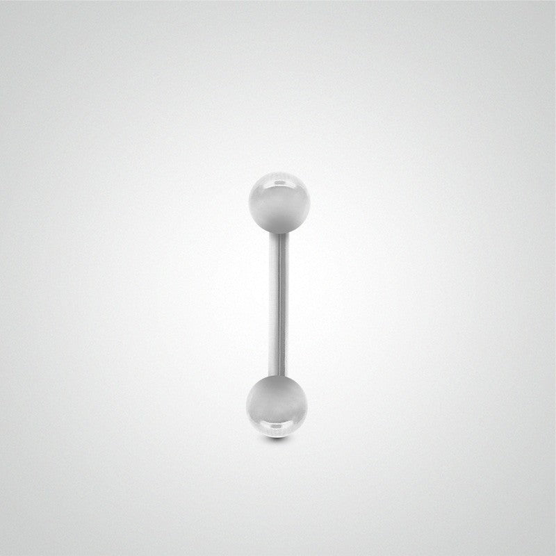 White gold conch piercing with two balls