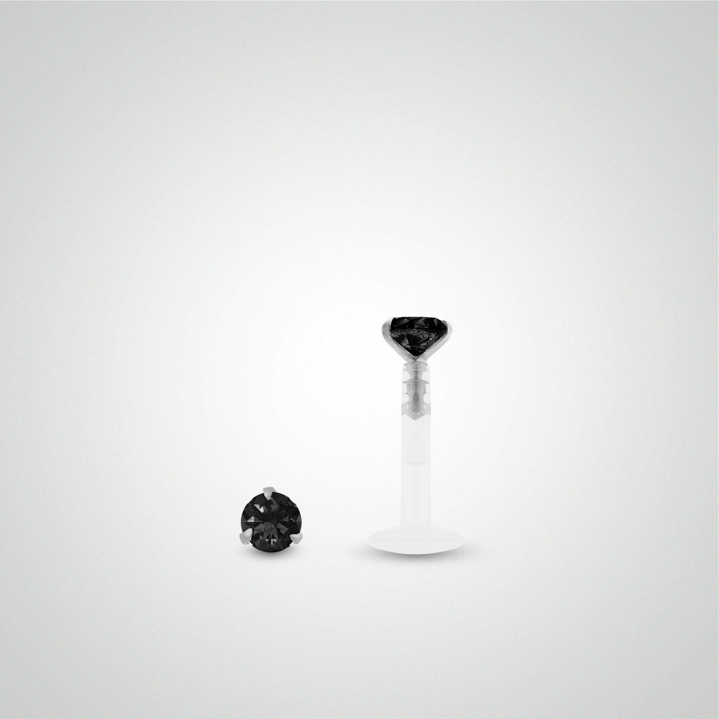 0.05 carat black diamond conch piercing in white gold
