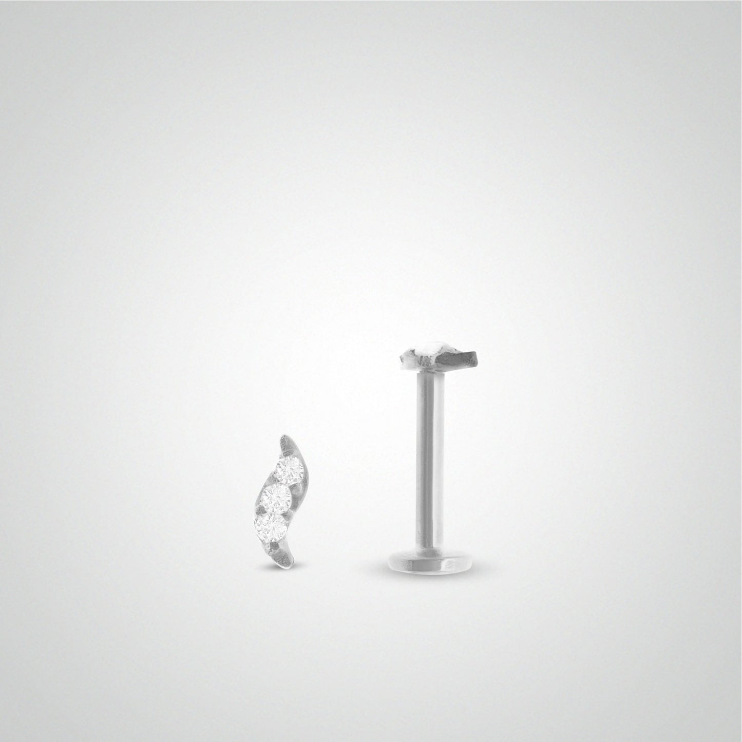 White gold and zircon leaf conch piercing (screwable)
