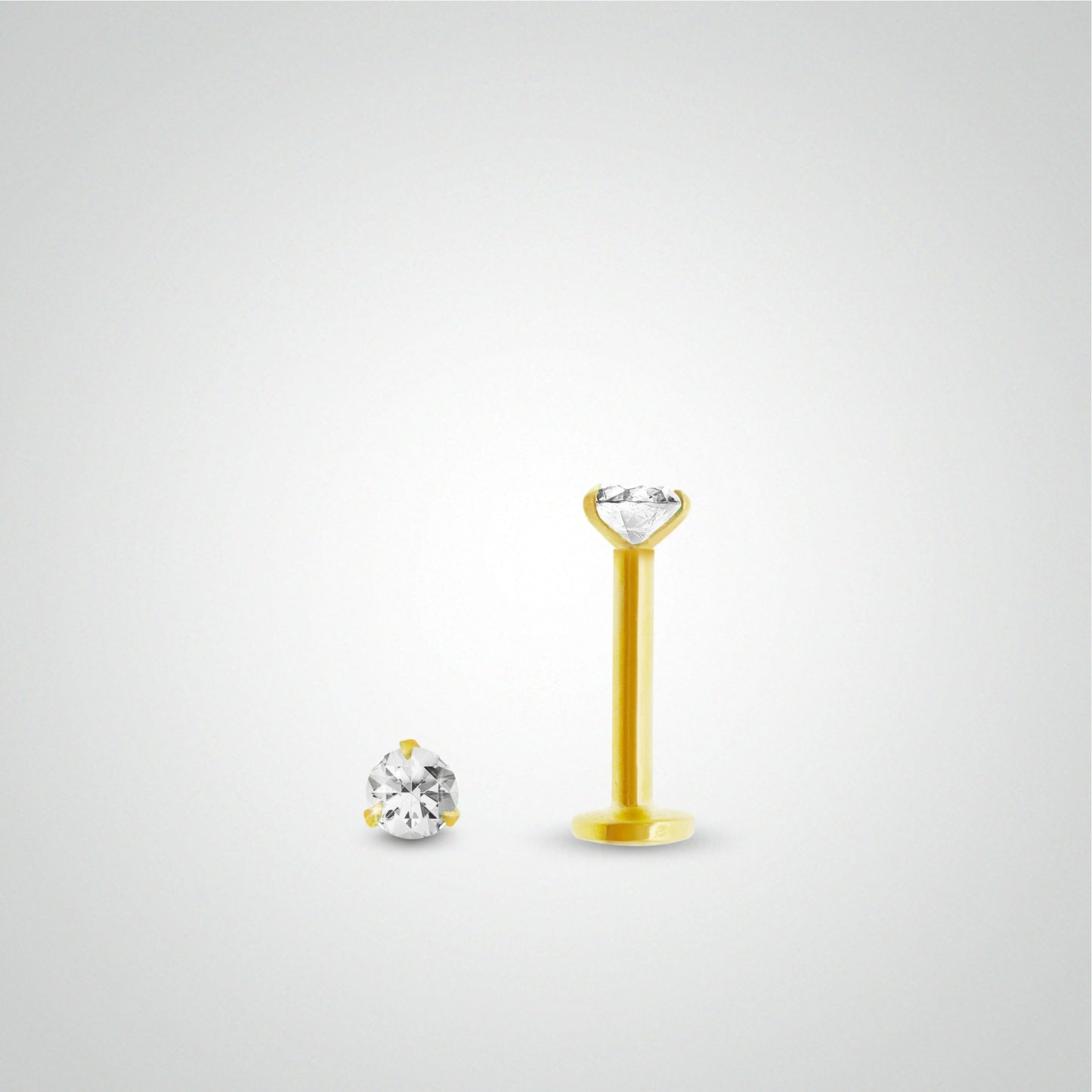 Piercing conch or jaune avec diamant 0,03 carats (vissable)