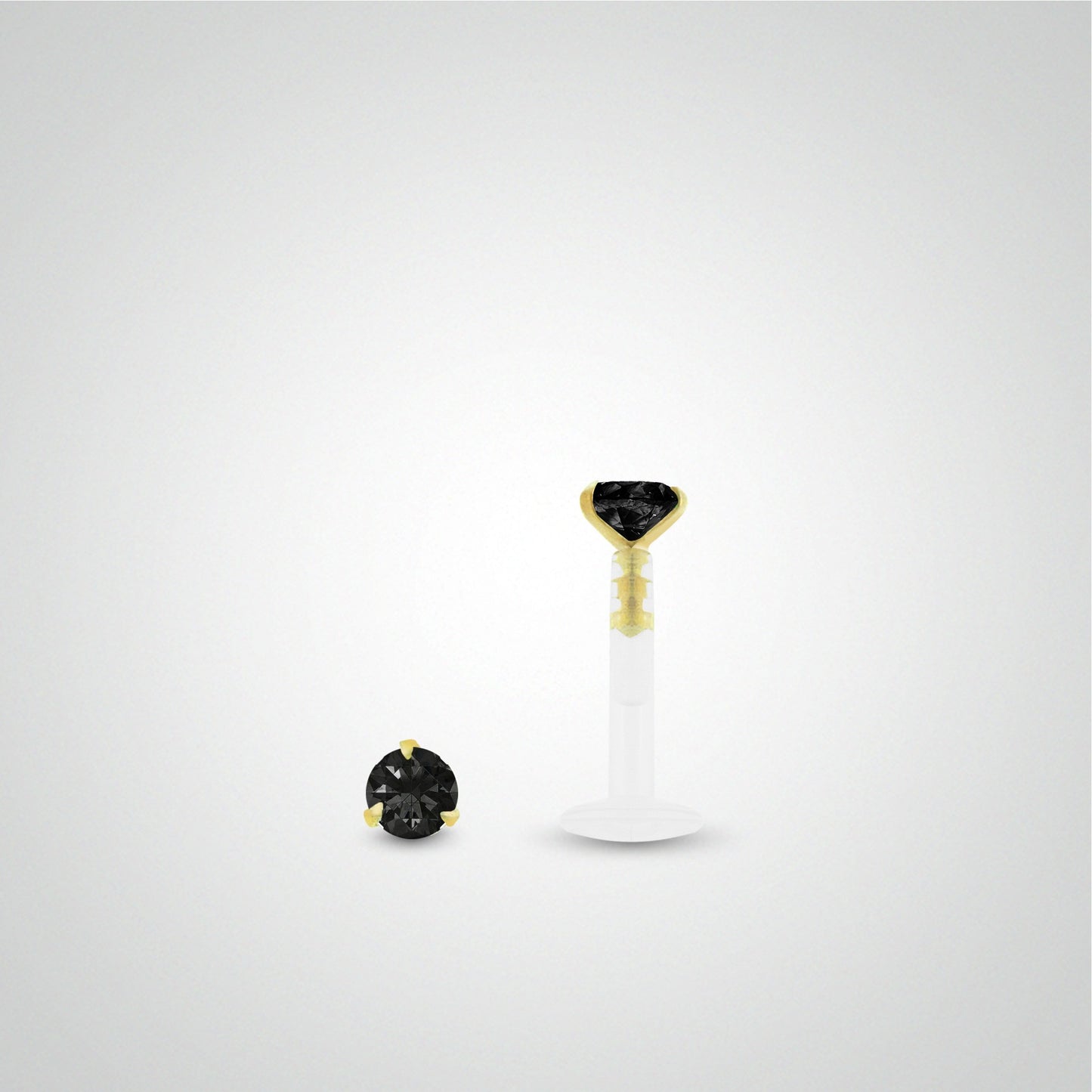 0.05 carat black diamond conch piercing in yellow gold