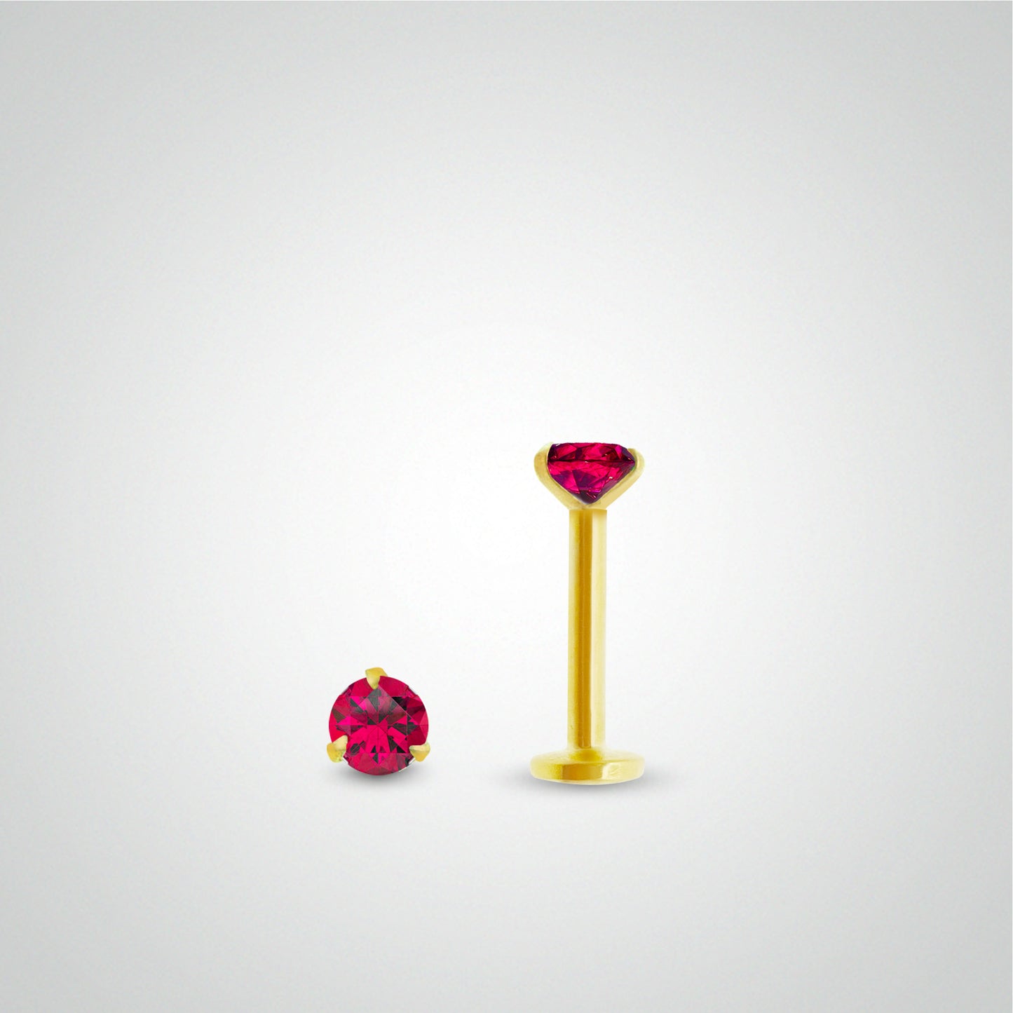 Piercing conch rubis 0,10 carats en or jaune (vissable)