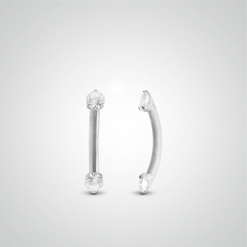 Piercing daith et rook diamant 0,03 carats en or blanc