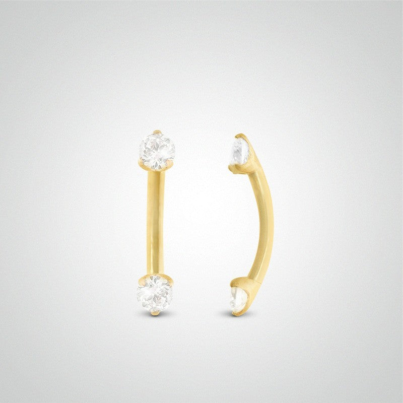 0.05 carat diamond daith and rook piercing in yellow gold