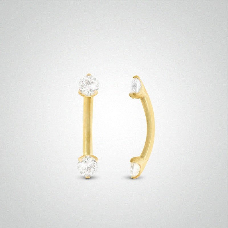 Piercing daith et rook diamant 0,05 carats en or jaune