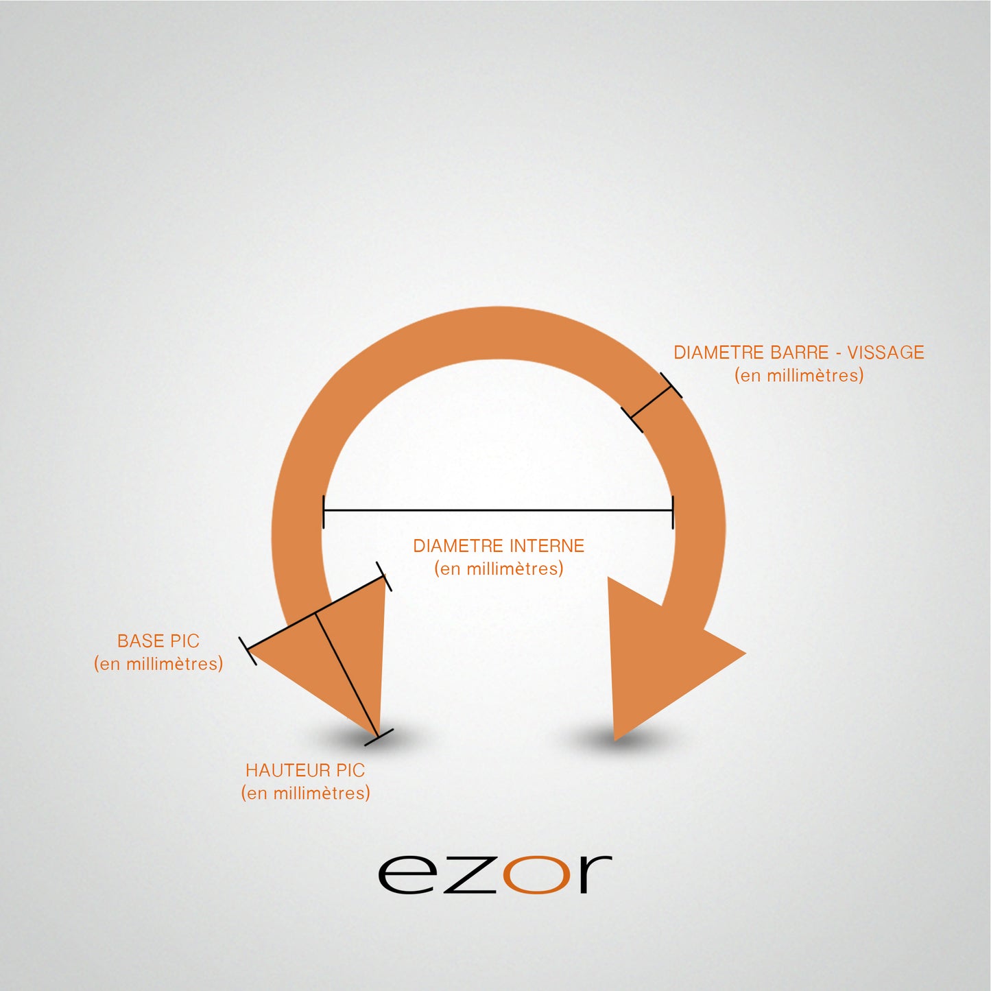 Piercing de sexe en or blanc : fer à cheval avec pics (1,2mm)