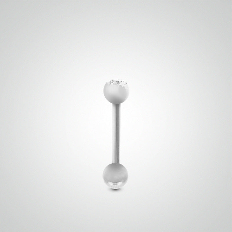 White gold helix piercing with balls and white zircon