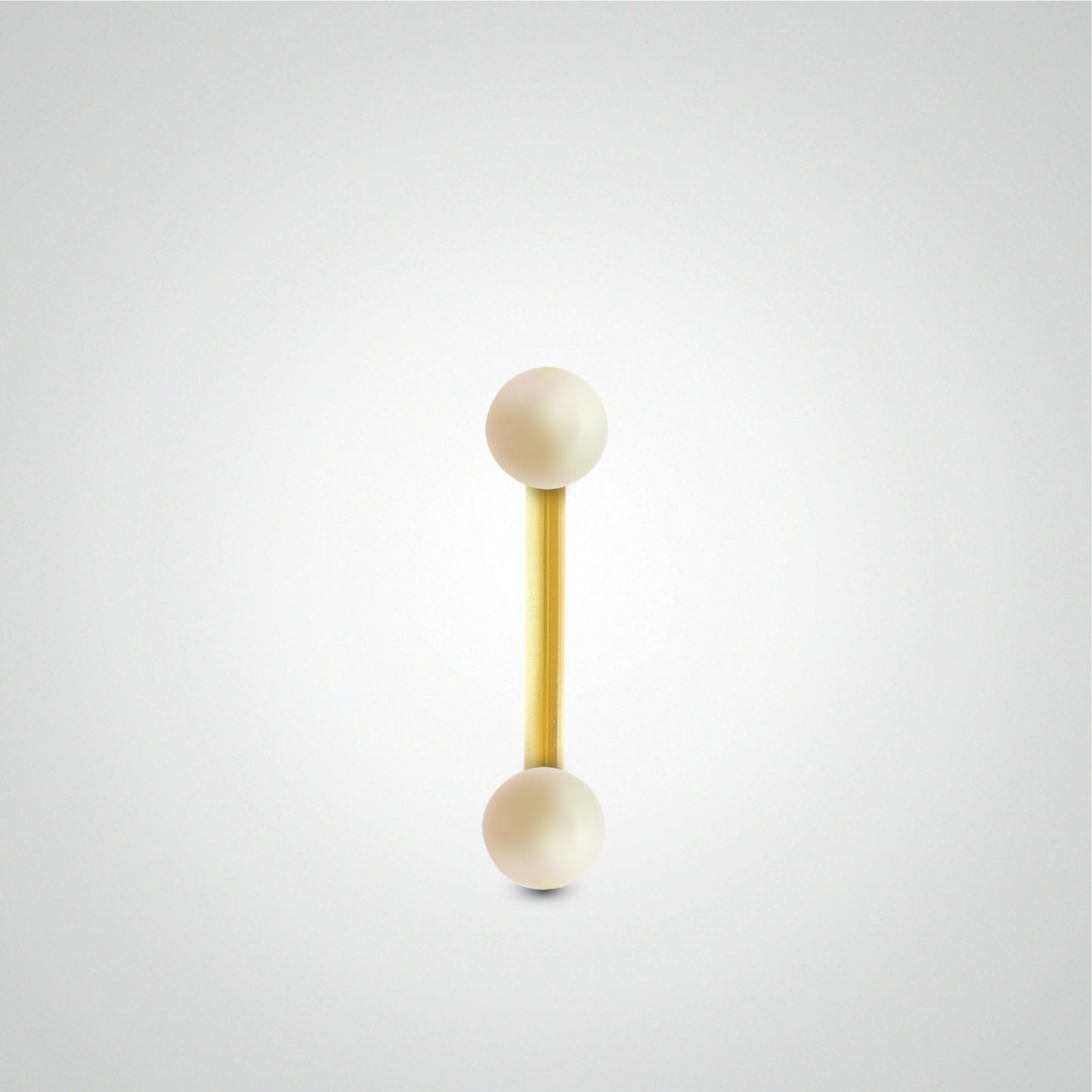 Yellow gold straight bar helix piercing with genuine cultured pearls
