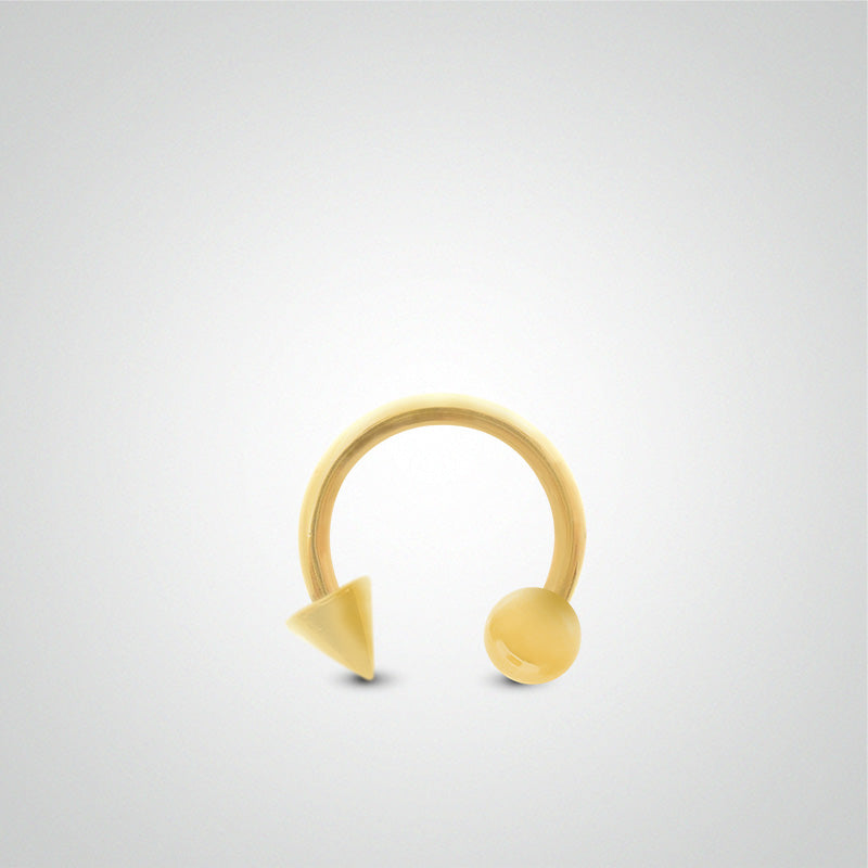 Yellow gold helix piercing: horseshoe with ball and spike (1.2mm)