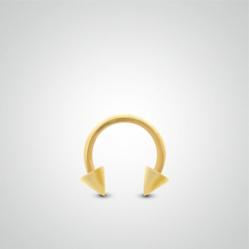 Piercing helix en or jaune : fer à cheval avec pics (1,2mm)