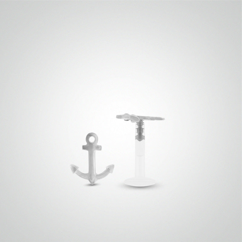 White gold marine anchor helix piercing
