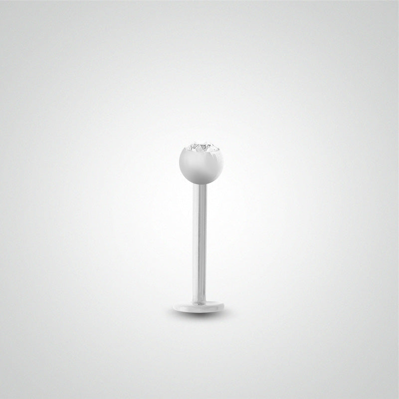 Piercing helix en or blanc avec boule et zircon