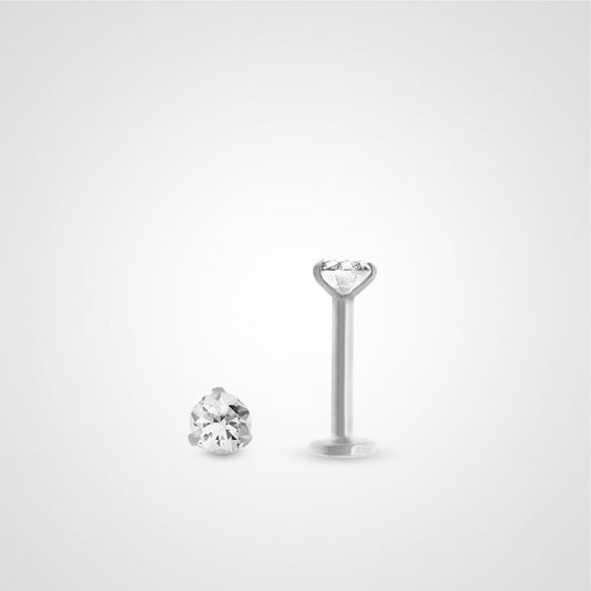 Piercing hélix diamant 0,10 carats en or blanc (vissable)