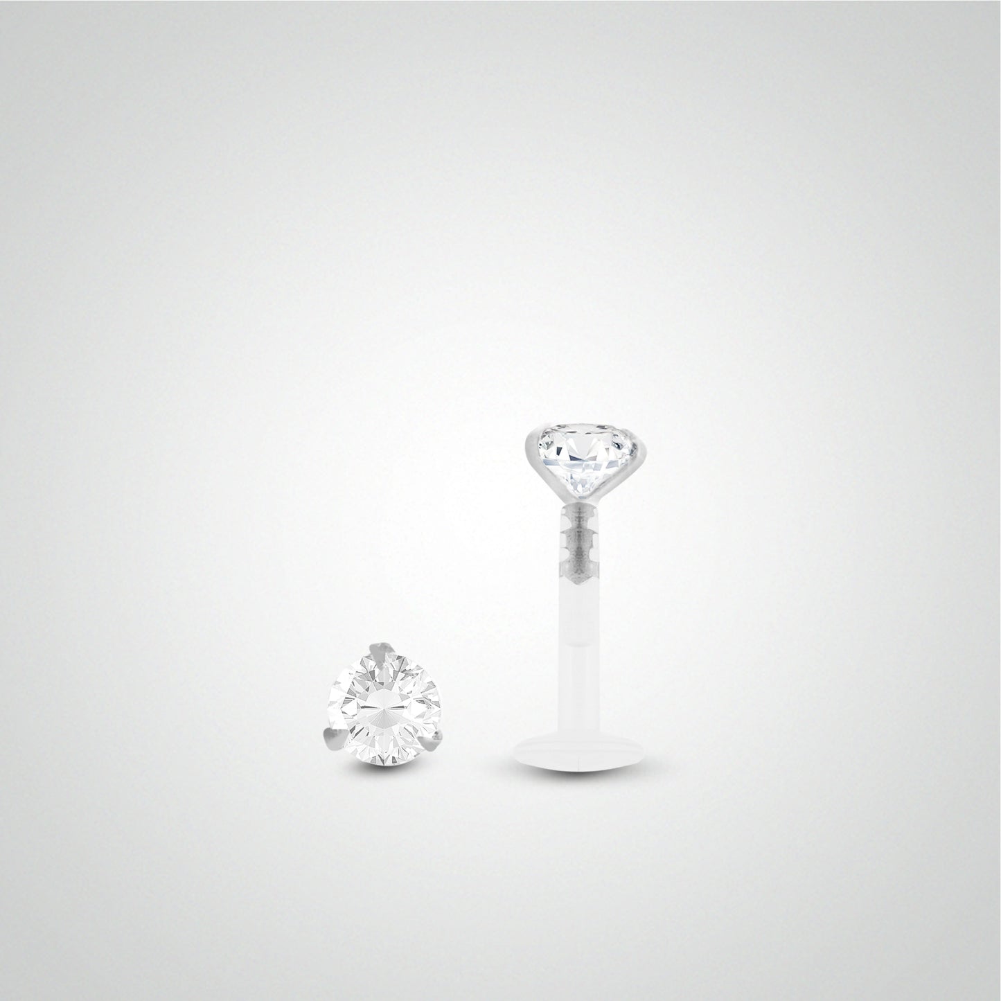 Piercing labret diamant 0,05 carats en or blanc