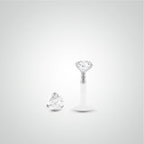 Piercing labret diamant 0,05 carats en or blanc