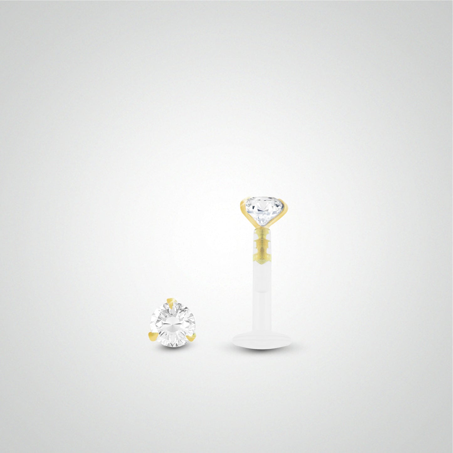 Piercing labret diamant 0,03 carats en or jaune