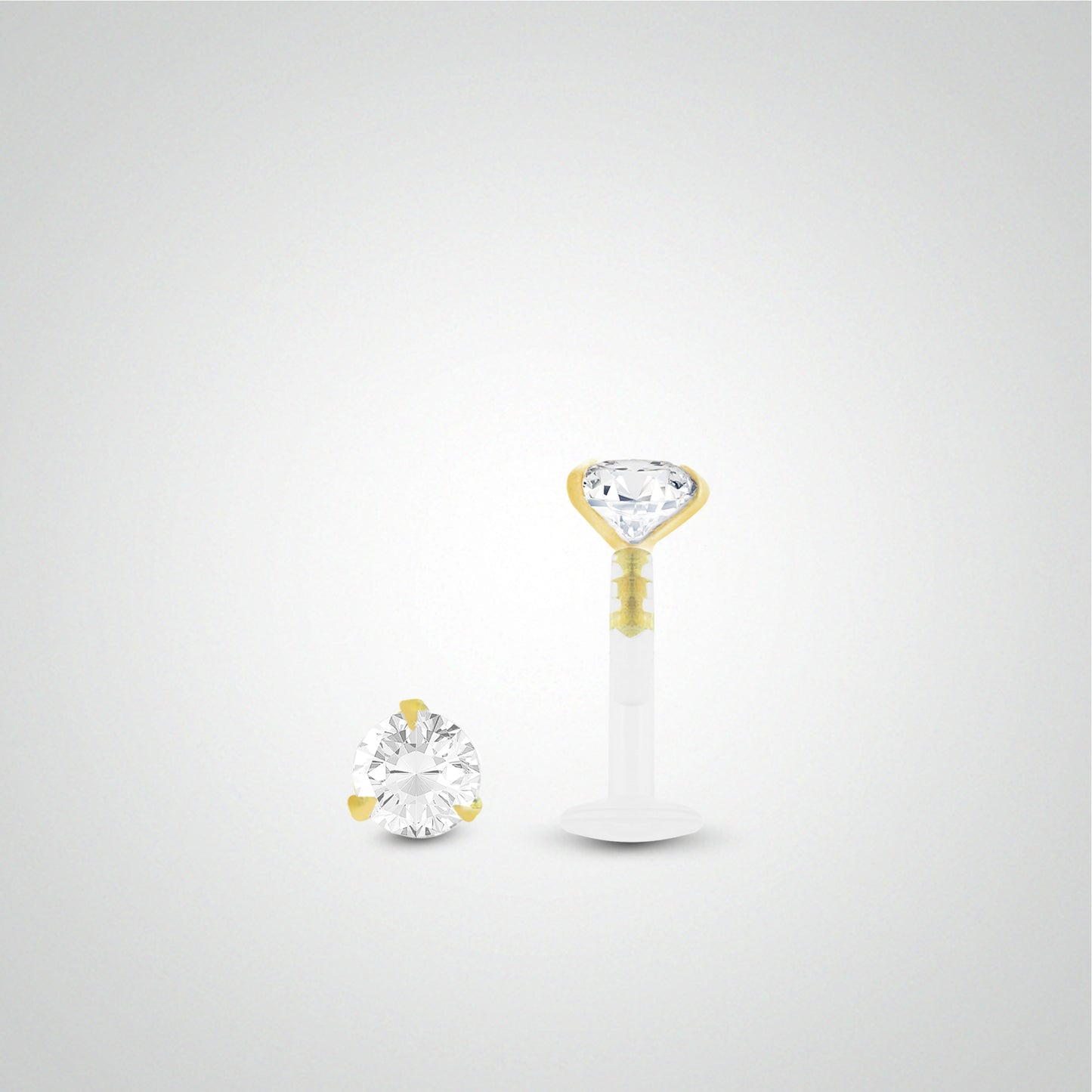 Piercing labret diamant 0,10 carats en or jaune