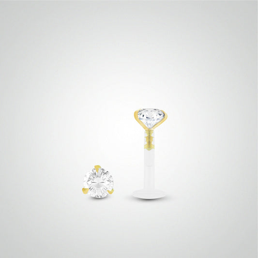 Piercing labret diamant 0,10 carats en or jaune