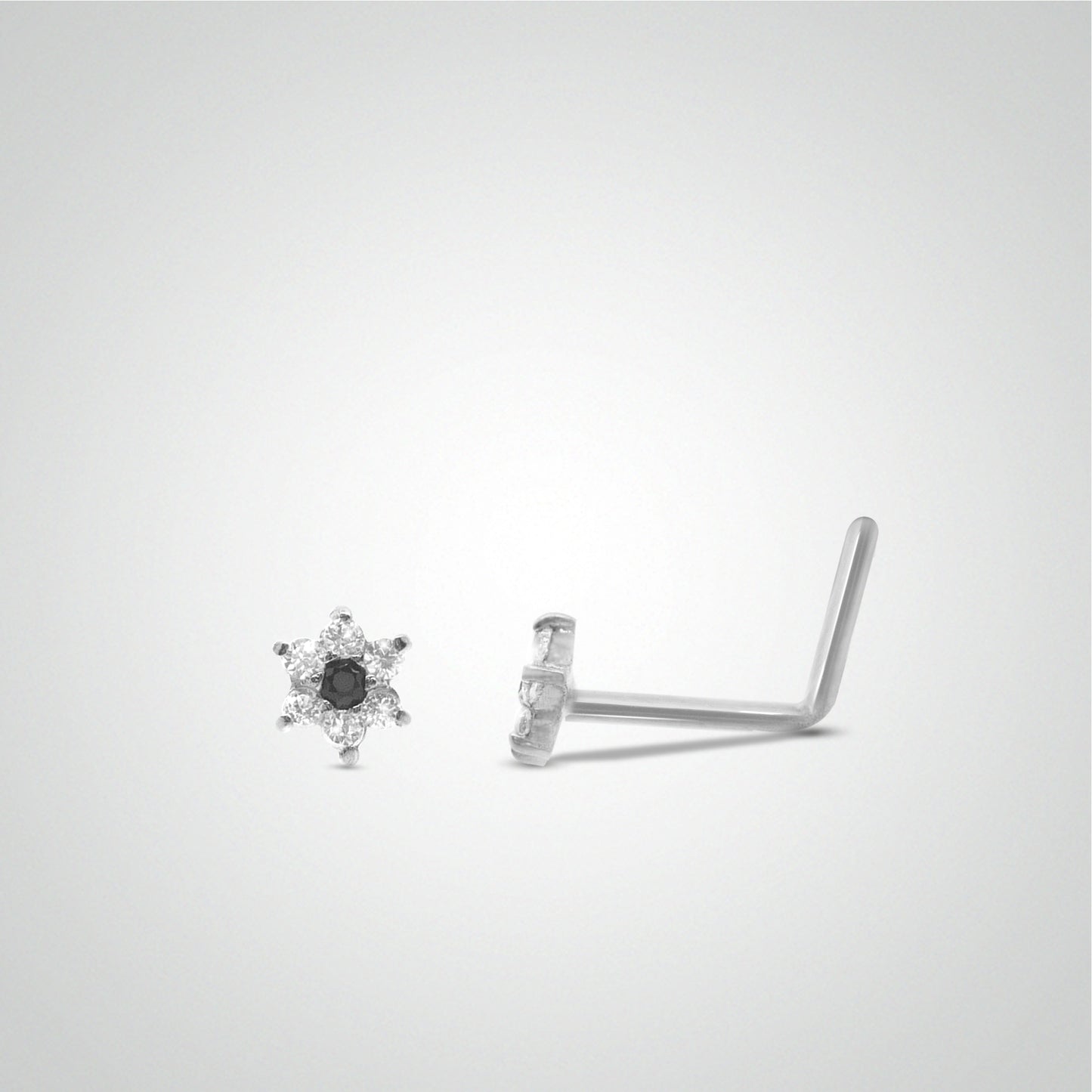 Piercing de nez fleur or blanc
