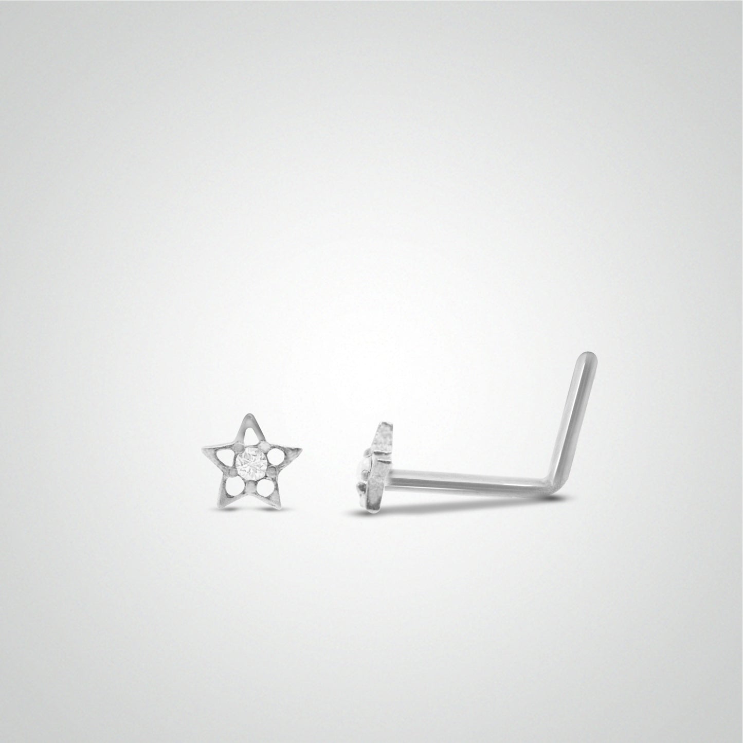 White gold star nose piercing