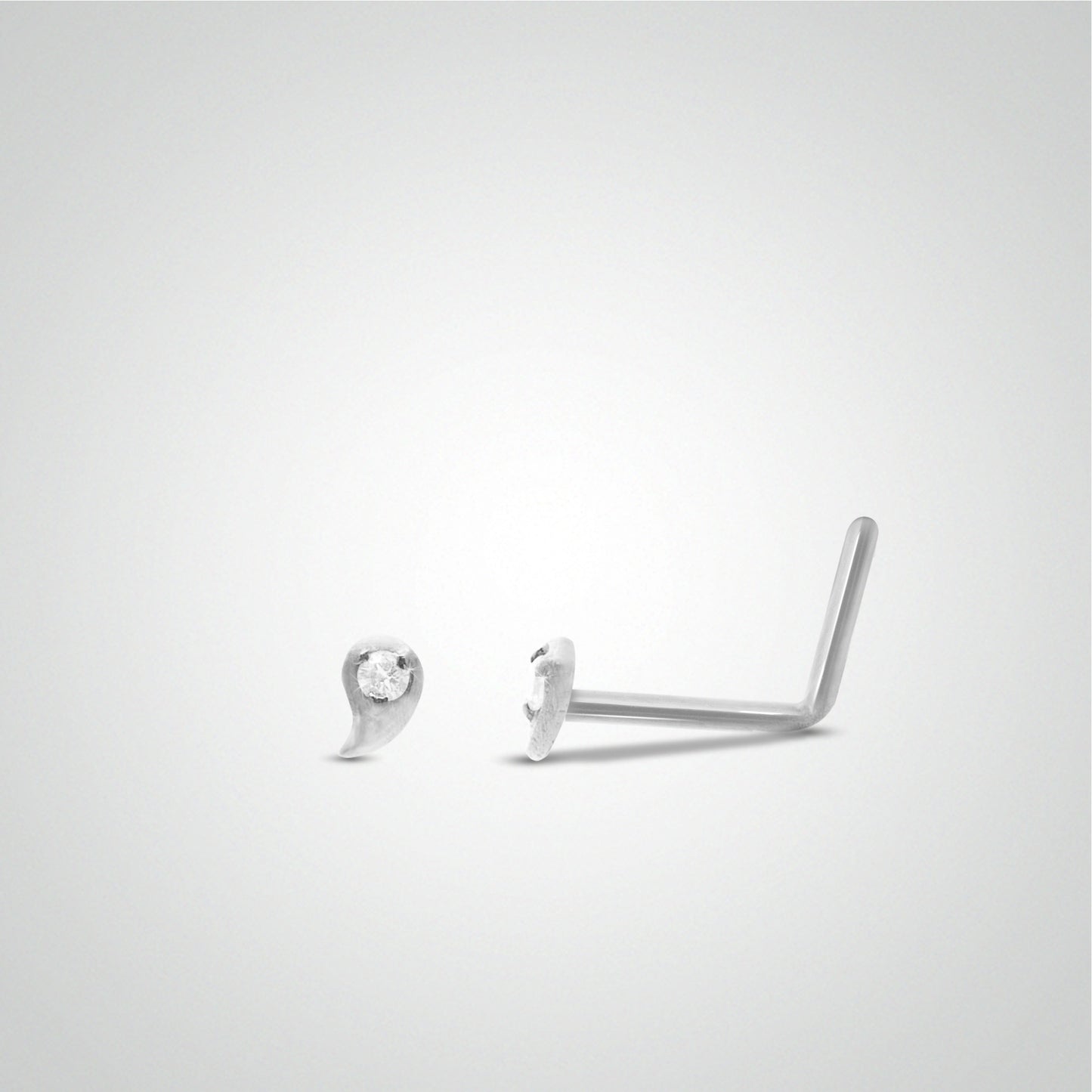 White gold drop nose piercing