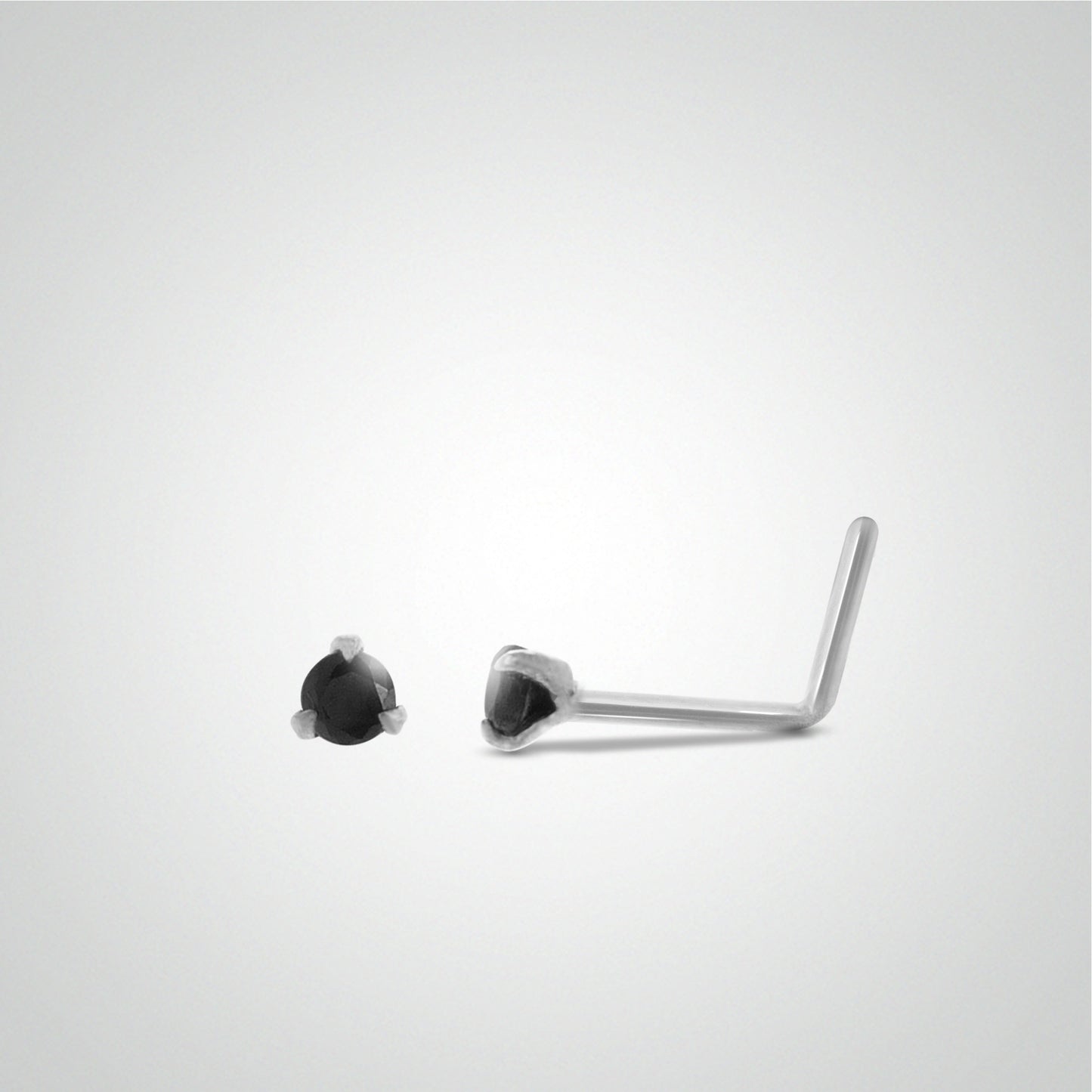 Black zircon nose piercing with white gold