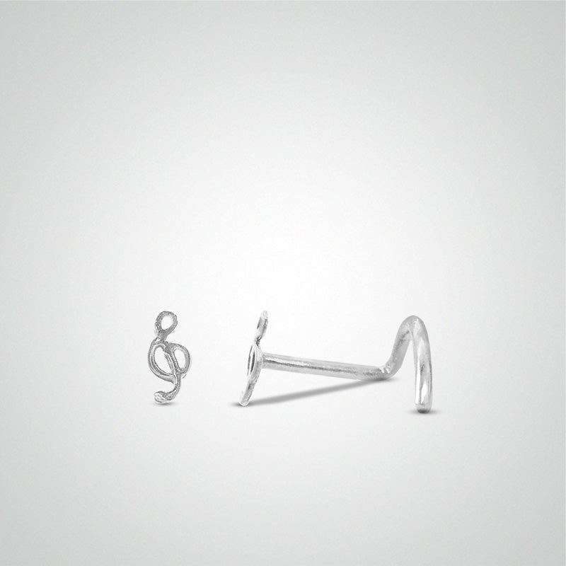 White gold treble clef nose piercing