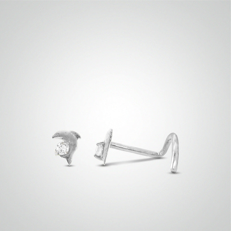 White gold dolphin nose piercing