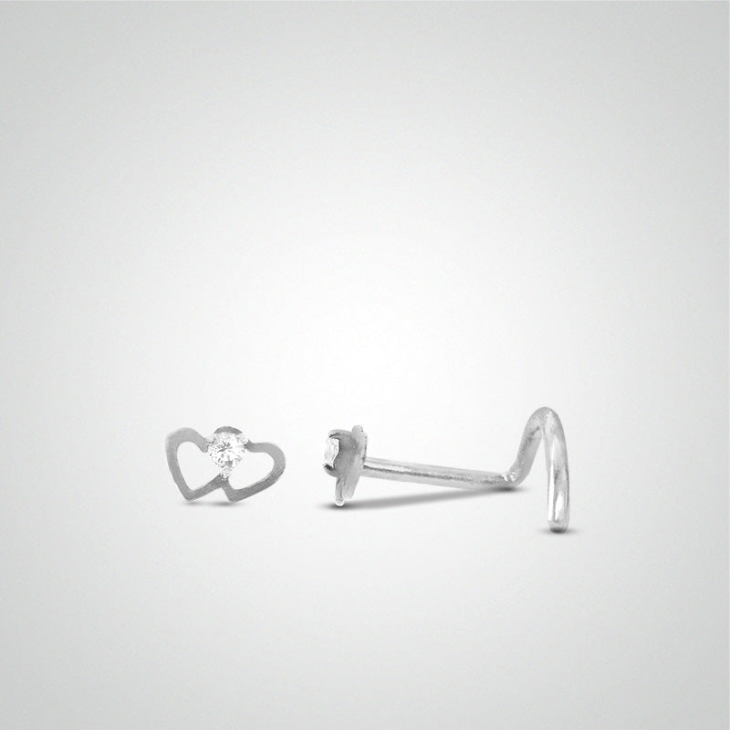 White gold heart nose piercing