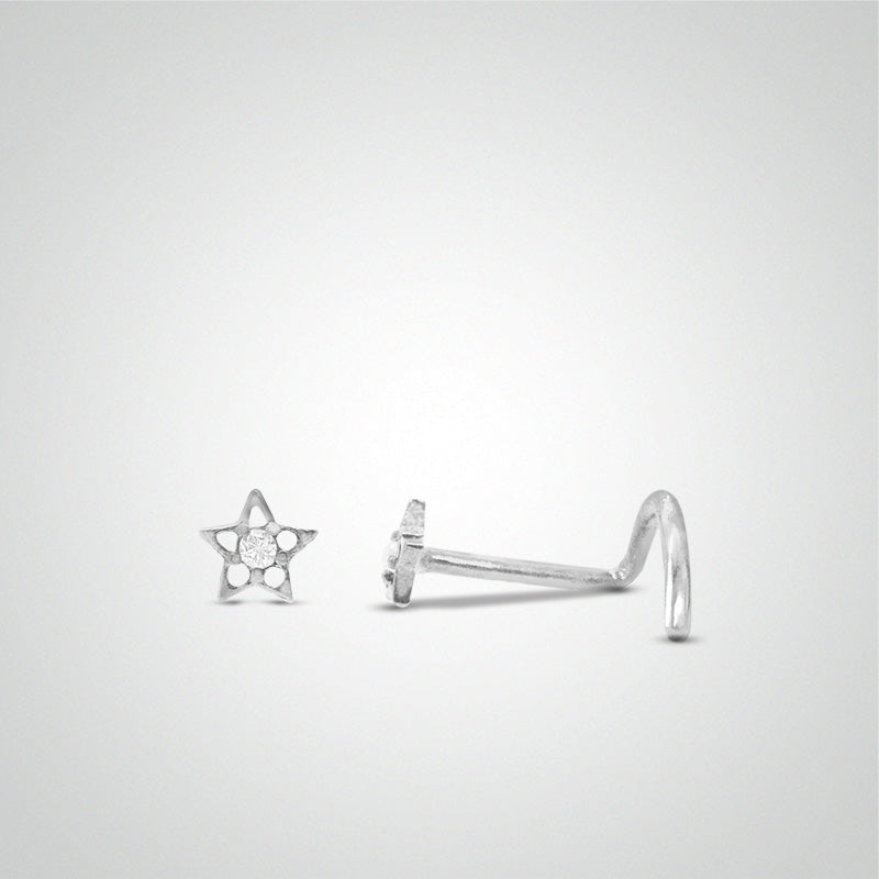 White gold star nose piercing