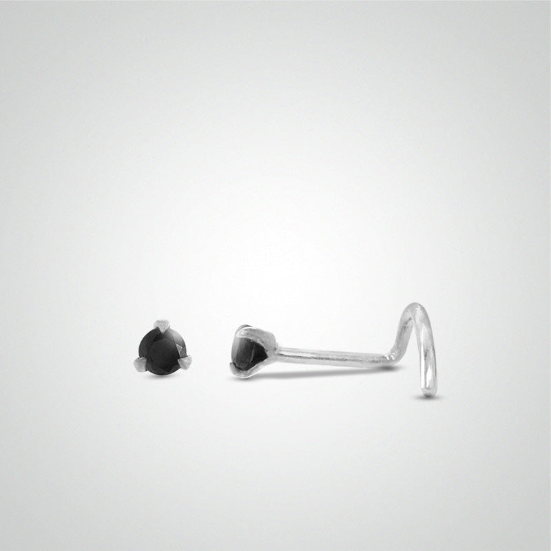 Black zircon nose piercing with white gold