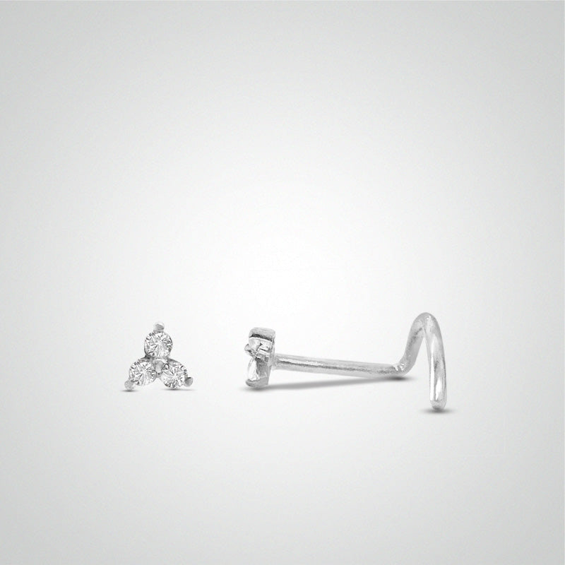 Piercing de nez or blanc trois zircons