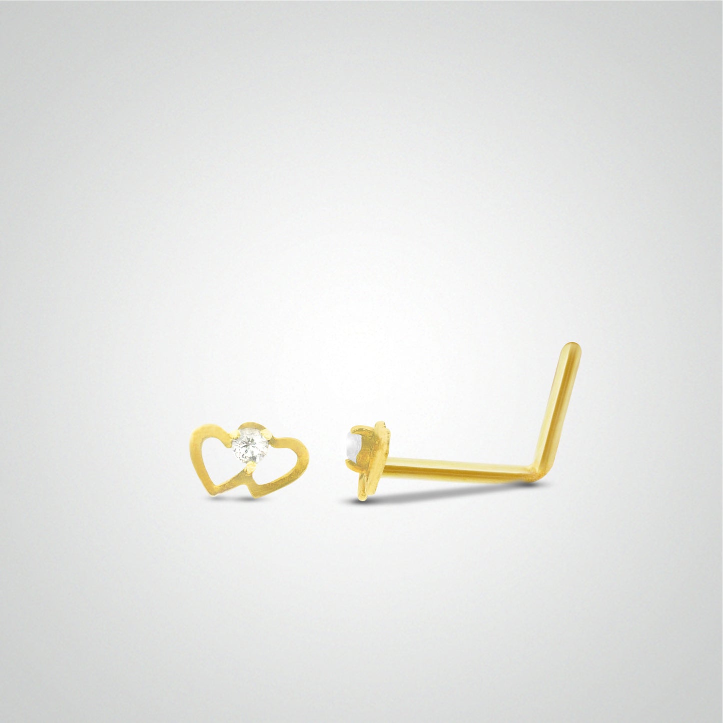 Piercing de nez coeurs or jaune