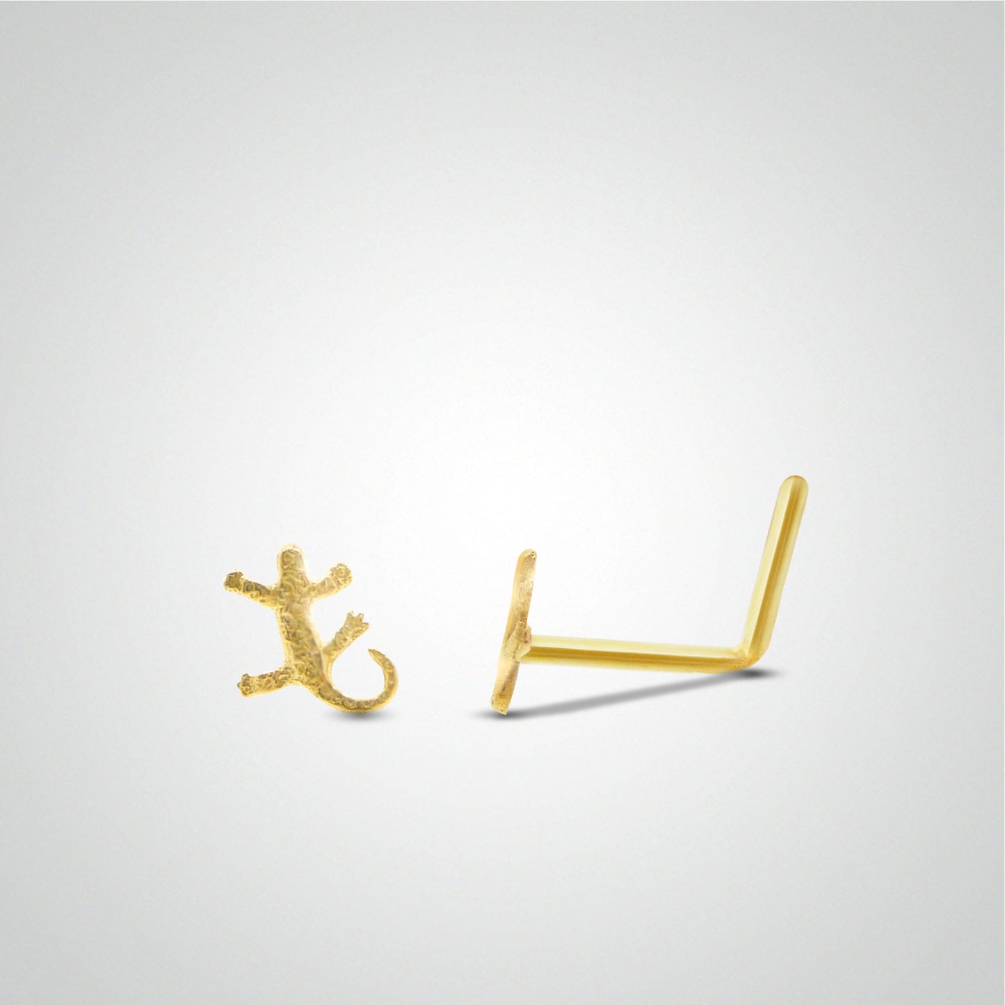 Yellow gold salamander nose piercing