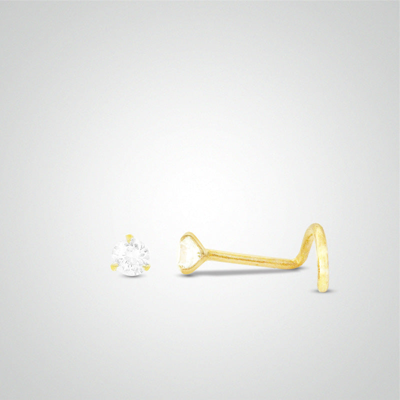 0.03 carat diamond nose piercing in yellow gold