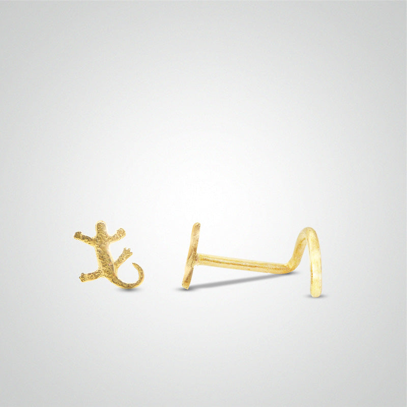 Yellow gold salamander nose piercing