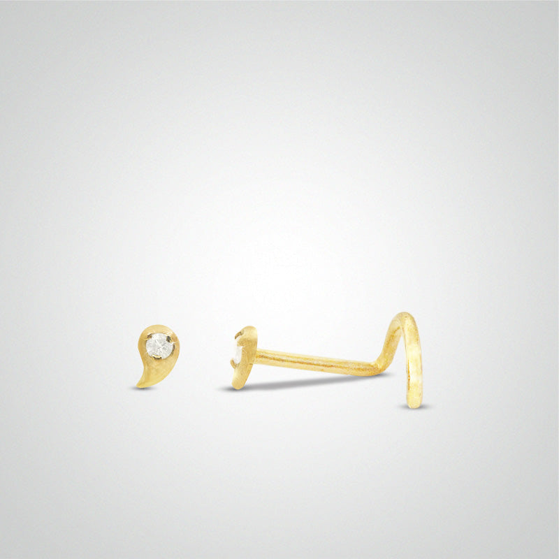 Yellow gold drop nose piercing