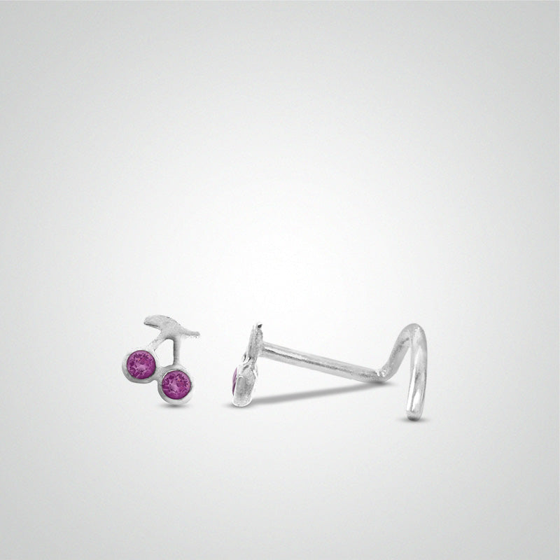 White gold cherry nose piercing