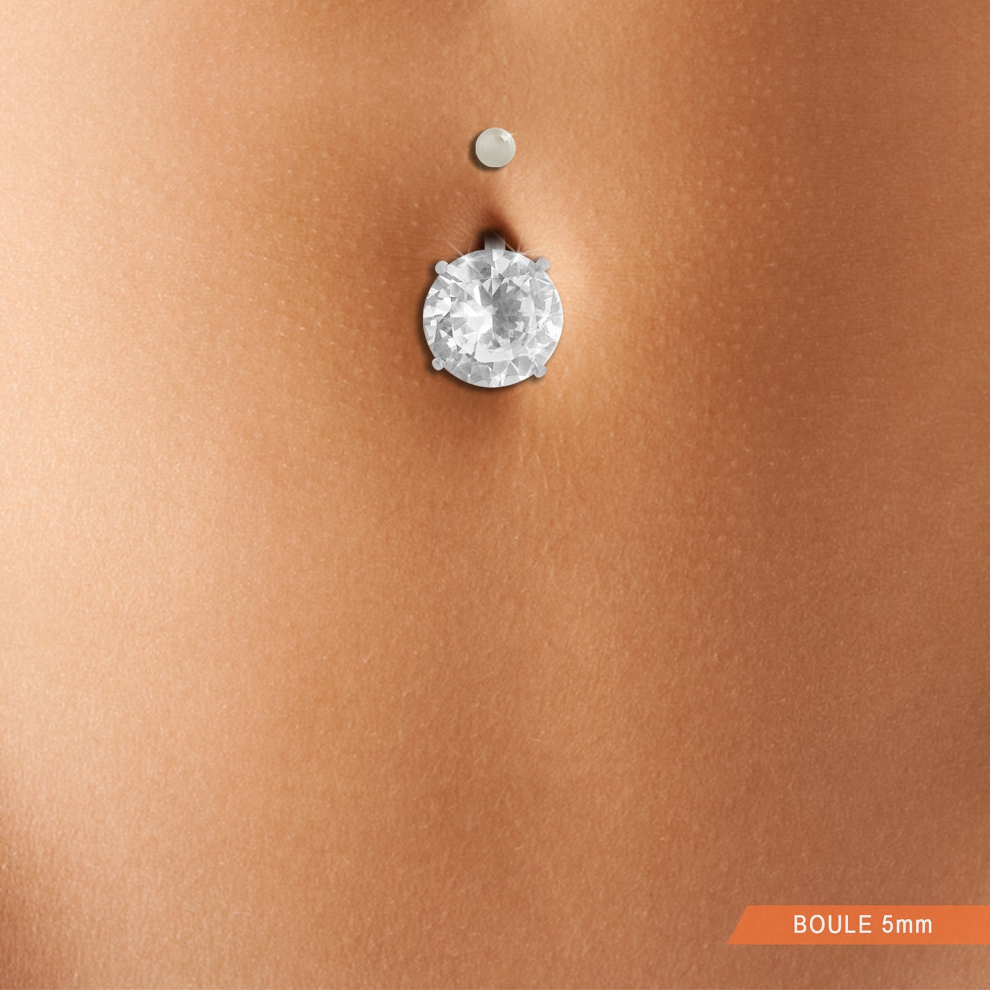White gold navel piercing with round zirconium oxide (12mm)