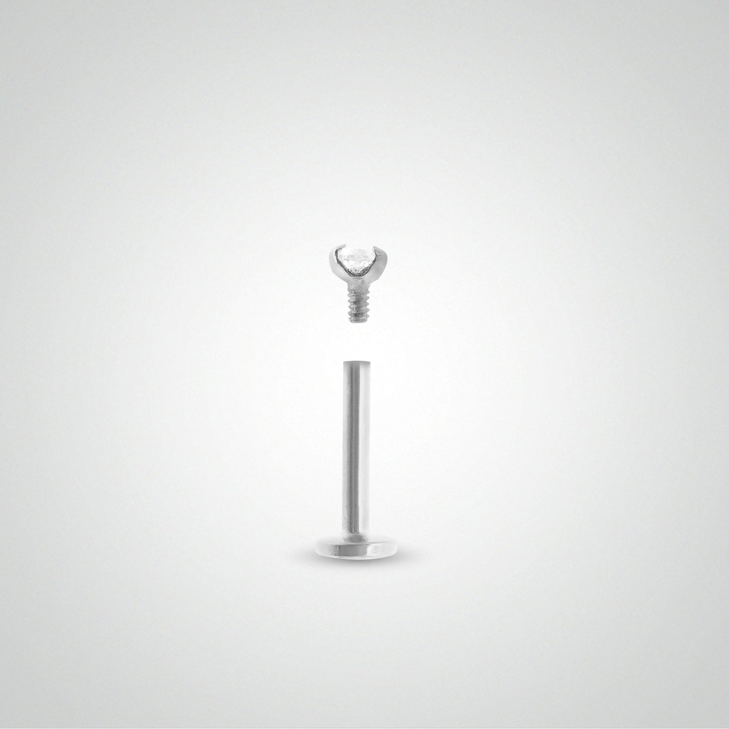 Piercing labret or blanc avec diamant 0,05 carats (vissable)